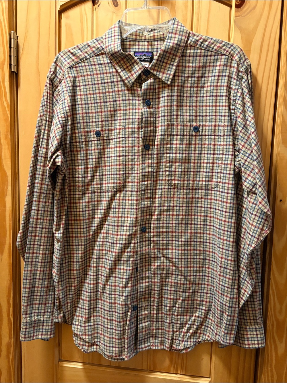 Patagonia Men's Plaid Button-Down Shirt - Beige, Green, Red